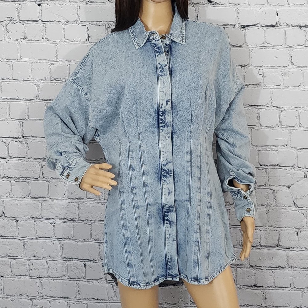 Good American Denim Seamed Shirt Dress Size 2